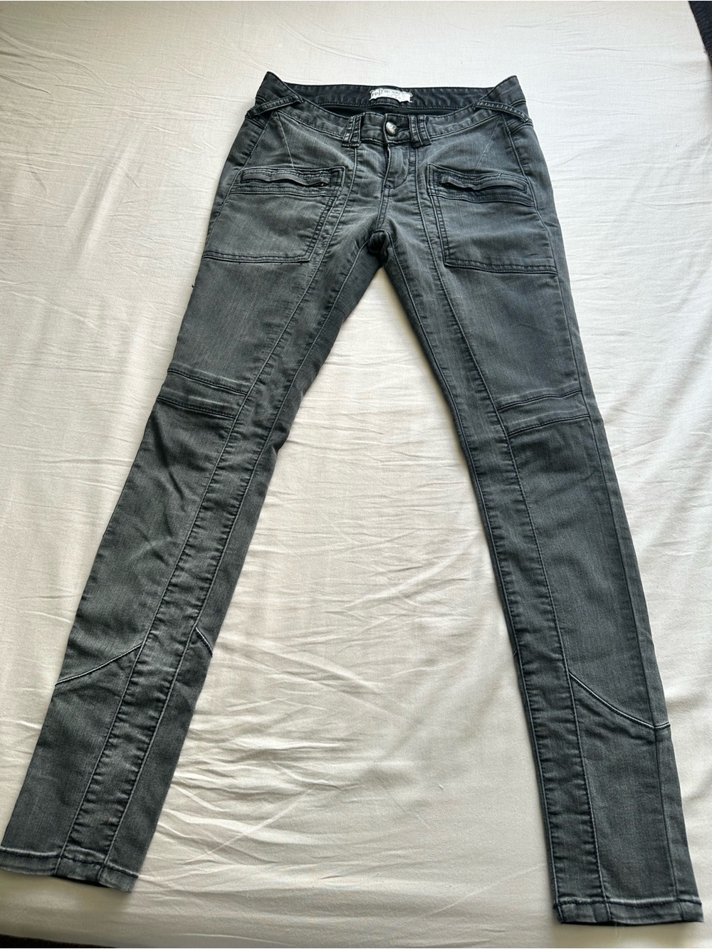 Free People Charcoal Moto-Style Slim Jeans
